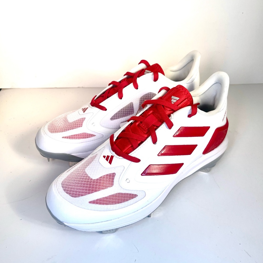 Adidas Womens Cleats 7.5 Red and White Purehustle Adizero Softball